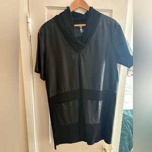 Gracia Black Dress With Faux leather